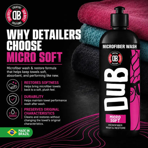 Super Soft Microfiber Detergent For Towels And Applicators 16oz Wash And Restore Formula That Removes Wax Polish And Grease Safe For Washing Machines Biodegradable Microfiber Cleaner For Rags And Pads black bottle with pink microfiber towels
