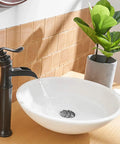 Oil Rubbed Bronze Vessel Sink Faucet With Waterfall Flow Tall One Hole Deck Mount Single Handle Vanity Faucet Includes Faucet Supply Hose Heavy Duty Solid Brass Construction Ceramic Cartridge For Leak Free Performance