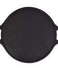 Heavy Duty 14 Inch Cast Iron Dosa Tawa Pre Seasoned Flat Griddle top view with handles for easy use on gas and electric stoves.