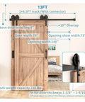 Antique Style Bypass Sliding Wood Barn Door Hardware Kit With Black Top Mounted Tracks And Bearing Rollers For Double Doors