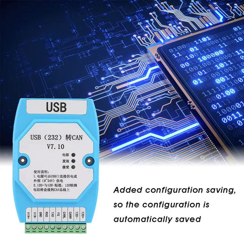 Usb To Can Converter With Optical Isolation TvS Protection And Plug And Play Data Conversion Protocol for Industrial Automation shown with circuit background