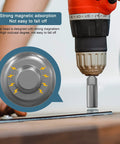 Cordless drill using One Quarter Inch Hex Shank Wing Nut Driver Kit Pro Grade for driving panel nuts, showing magnetic adsorption.
