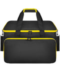 Slick Steam Cleaner Carry Case Featuring Dang Generous Internal Pockets And Hassle Free Straps For Keeping Your Floor Steamer Nozzles And Hoses Super Tidy Anywhere, black with yellow accents.
