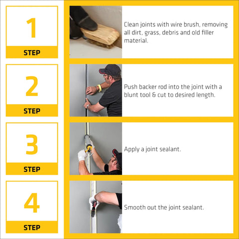 Steps to use Top Shelf Rock Solid Closed Cell Foam Backer Rod Gray Three Quarter Inch By Twenty Foot for sealing joints.