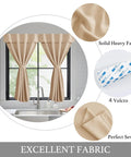 Sidelight Blackout Curtains For Doors Farmhouse Self Stick Window Blinds No Rod Needed Light Blocking Insulating Curtain For Baby Nursery And Kitchen W36 X L72 Inches 1 Piece Biscotti Beige showing fabric and Velcro details