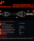 Front CV Axle Shaft Assembly Set For Toyota Sienna 2004 To 2010 V6 33L And 35L FWD Only With Neoprene Outboard Boot Premium Replacement Drive Axles Two Pack Durable, spec sheet with axle length and spline counts