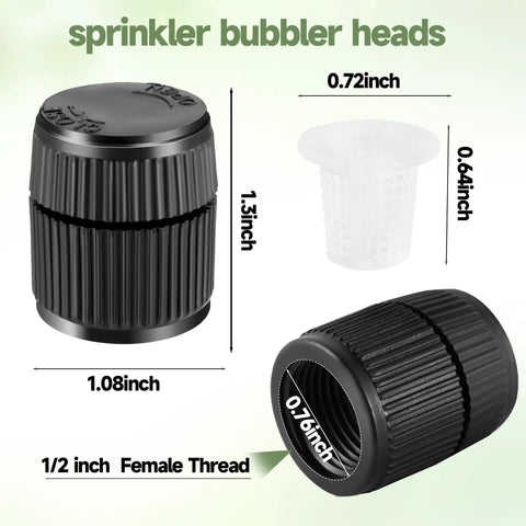 Image of a 10 Pack Adjustable Sprinkler Bubbler Heads For 1/2 Inch Male Thread With Mushroom Design And 360 Degree Flow Control.