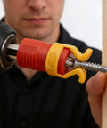 Red Black Screw Holder Drill Bit Guide And Secure Grip Accessory for Woodworking Projects Durable Plastic 40mm Pack Of 3 in use