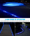 Blue LED Solar Deck Lights 12 Pack Waterproof Outdoor Lights for Driveway Dock Pathway lighting a poolside, dock, and pathway