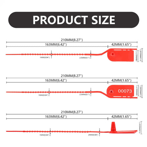 100 Pack Plastic Security Seals Anti Tamper Tags With Numbered Zip Ties Breakaway Labels For Fire Extinguishers First Aid Kits Bags And Clothes Red One Time Use Security Ties For Quick Easy On The Go Checks No Fuss product size dimensions