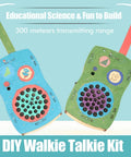 DIY Walkie Talkie Kit For Kids And Teens Hands On Electronics STEM Project with colorful wooden radios for indoor outdoor fun.