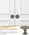 Vintage Round Cabinet Knobs Set Of 10 With Antique Copper Finish Decorative Drawer Handles for wardrobe doors installed view