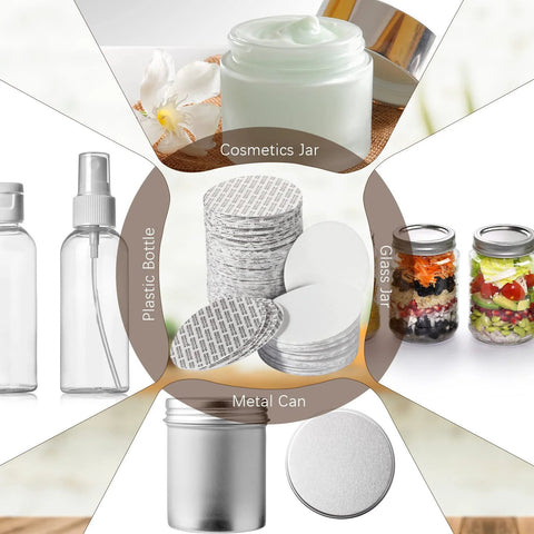 Foam lid liner and pressure-sensitive seal kit for 70 mm round jars; 100 pieces