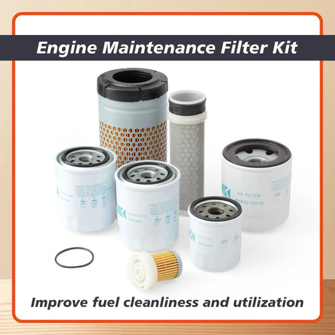 Maintenance Filter Kit For RTV X900 HST Utility Tractors And Kubota Select Models parts displayed on white surface