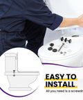 4 Pack Universal Toilet Tank Bolts Kit With Heavy Duty Stainless Steel Bolts Rubber Washers And Gasket For Leak Free Mounting Fits Most Standard Toilets No Fuss Repair And Stable Tank To Bowl Connection displayed on toilet with plumber.
