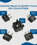 Worldwide Travel Plug Adapter Set, 5 Piece Kit For Phones, Laptops, And Chargers, Polarized Plugs Labeled By Country, Works In Most Countries
