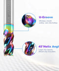 Close-up of One Half Inch Shank DLC Carbide Square End Mill Beefy Three Flute For Aluminum And Copper Heavy Duty U Type Design