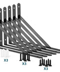 Rock Solid Heavy Duty Shelf Brackets 6 Pack Steel Wall Mount L Brackets 11.8 By 7.5 Inch with screws and anchors.