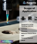 UO13415 3/16 Inch O Flute CNC Router Bit With 1/4 Inch Shank drilling into wood, designed for plastic, MDF, laminate, melamine.