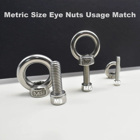 M6x25mm 304 Stainless Steel Hex Socket Cap Head Screws Full Threaded Bulk Kit with M4, M6, M8 eye nuts.