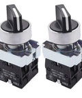 Two Pack 22mm Rotary Selector Switch Maintained Latching 3 Position 2NO 440V 10A Panel Mount Fits 22mm Hole, durable construction