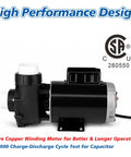 Heavy Duty 4HP Single Speed Spa Pump 220 240V Hot Tub Motor with 2-inch ports and pure copper winding for reliable performance.