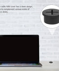 12 Pack Rubber Grommet Kit For Wiring, 20mm Round Black Desk Cable Management Grommets, Durable Rubber And Plastic Cable Hole Covers To Hide Wires, Protect Desks, And Clean Up Your Workspace. in desk hole with laptop