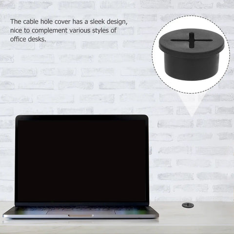 12 Pack Rubber Grommet Kit For Wiring, 20mm Round Black Desk Cable Management Grommets, Durable Rubber And Plastic Cable Hole Covers To Hide Wires, Protect Desks, And Clean Up Your Workspace. in desk hole with laptop