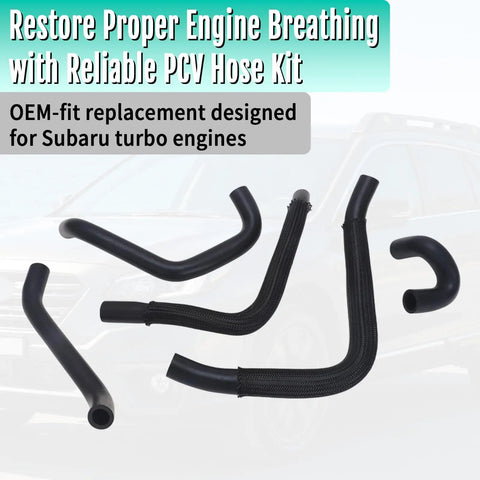 Premium PCV Breather Hose Kit For Subaru WRX Impreza Outback And Forester Turbo Direct OEM Swap Replace 99071AC220 Super Durable Fix, 5 hoses
