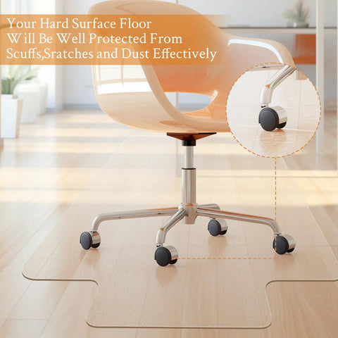 Heavy Duty Office Chair Mat For Hardwood And Tile Floors Easy Glide Under Desk Protector For Home Office Rolling Chairs 36 By 48 Inch With Lip Thick Anti Slip Floor Mat To Prevent Scratches And Wear visible under a rolling chair on hardwood.