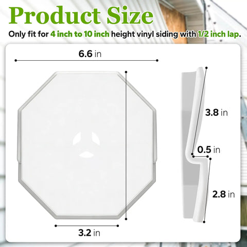 Two Pack White Vinyl Siding Mounting Blocks For Siding Heights Four To Ten Inches, Fits Flat Surfaces Like T111 And HardiePlank, Includes Half Inch Lap Siding Surface. Size 6.6 in