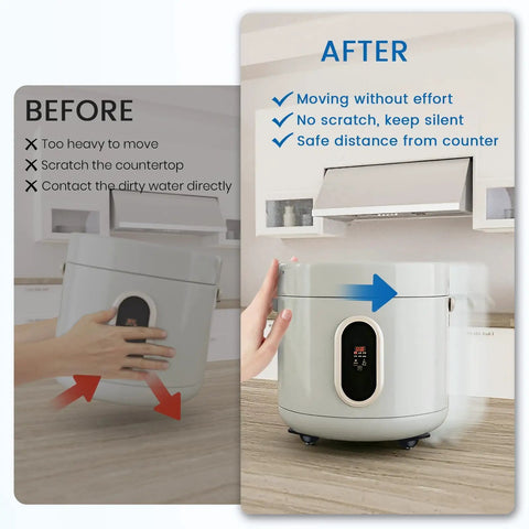 Heavy Duty Self Adhesive Caster Wheels And Appliance Rollers For Kitchen Countertop Sliding With 360 Degree Swivel shown on an appliance for easy movement.