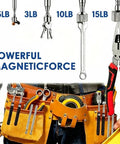 Eight Pack Telescoping Magnetic Pickup Tools With 1.5, 3, 10, And 15 Lb Capacity displayed with tool belt.