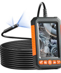 Dual Lens Endoscope Camera With Light For Auto And Plumbing, 4.3 Inch IPS Screen, 1080P HD Inspection Camera, 8 Plus 1 LED Lights With 3 Brightness Levels, 4X Zoom, IP67 Waterproof Snake Cam, 16.4 Ft Cable, 32GB Card Included, handheld with coiled cable