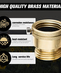 Brass Vacuum Breaker Set 2 Pack Three Quarter Inch GHT Anti Siphon Bib Valve For Outdoor Faucet RV Hose Connection, close-up