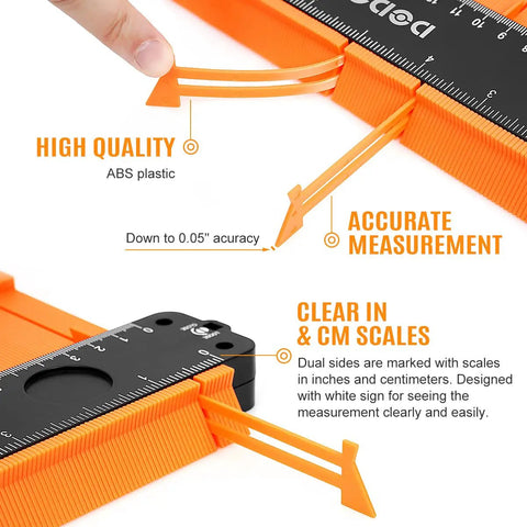 10 Inch Contour Gauge With Lock For Copying Profiles In Woodworking, featuring clear measurement scales and high-quality ABS plastic