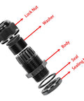 10-Pack One Half Inch NPT Black Cable Glands Waterproof IP68 Nylon Strain Relief Cord Grips 6-12mm Adjustable With Rubber Gaskets and Locknuts for Junction Boxes. Exploded parts view