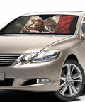 Keep Your Ride Crisp With This Solid Mexican Flag Windshield Sun Shade Universal Fit Car Sun Visor Blocking Intense Uv Rays And Summer Heat Foldable Easy Storage Cover on car front window.