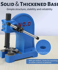 Heavy Duty 0.5 Ton Cast Iron Desktop Arbor Press For Riveting And Hole Punching with stable base, showing mounting holes.