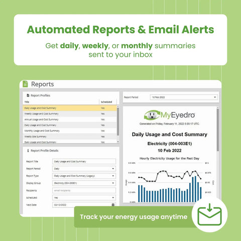 Smart Home Energy Monitor With Whole Home Power Tracking And Real Time Usage Insights Featuring Slick WiFi Ethernet Setup For Solar Net Metering A Game Changer To Save Big Bucks On Monthly Bills showing automated report interface with graphs and alerts.