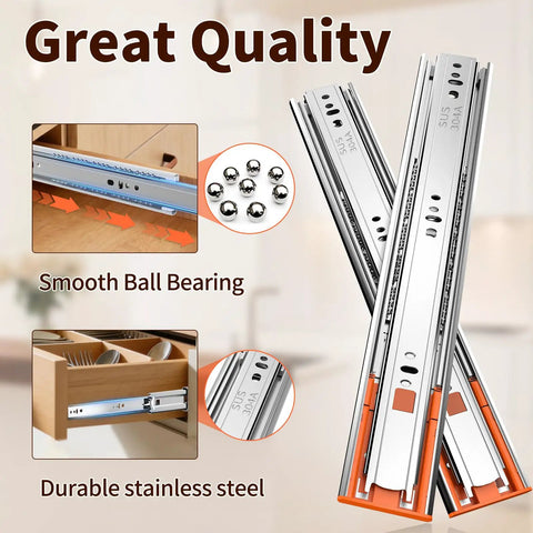14 Inch Soft Close Drawer Slides With Full Extension Stainless Steel Side Mount Glides Heavy Duty Rails for cabinets