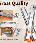22 Inch Beefy Soft Close Drawer Slides Stainless Steel Full Extension Side Mount Glides Heavy Duty Rails For Kitchen Cabinets Trash Cans Closets File Cabinets 1 Pair