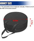 16 Inch Round Cable Organizer Bag For EV Cords And Jumpers, Waterproof 600D Oxford Storage Case, side view showing dimensions