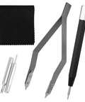 All In One Watch Spring Bar Tool Kit With Tweezers Scaled Bar Pushers Extra Tips Cleaning Cloth And Clear Storage Box shown