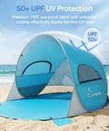 Pop Up Beach Tent Sun Shelter With UPF50+ UV Protection, Instant Easy Setup, 3 Person Capacity on beach