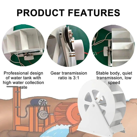 Rugged Outdoor Water Wheel Turbine Generator 100W Go To Ponds Streams Rivers And Canals Portable Hydroelectric Power Kit