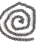 Heavy Duty Carbon Steel Roller Chain Half Meter Length Perfect For DIY Robotics Projects And TETRIX FTC FRC Builds With Customizable Cut Options And Super Strong Rigidity For Smooth Mecha Movement On Field Plays, spiraled view of chain.