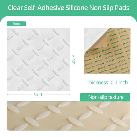5 Pack 6x6 Inch Large Clear Self Adhesive Silicone Non Slip Pads For Rug To Carpet Gripping And Furniture Stabilization