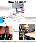 Lexxson optic fiber decoder front view showing blue module and multi‑color wiring harness for car audio installation