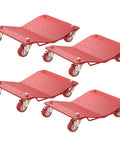 Heavy Duty Wheel Dolly Set Of 4 With 7000 Lbs Capacity Red Steel Dollies For Cars And Trucks Beefy Reinforced Base Smooth Roll Durable Shop Grade Gear For Easy Tire Changes, four red steel dollies